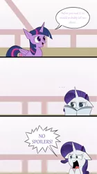 Size: 1271x2271 | Tagged: safe, artist:chrispowa, derpibooru import, rarity, twilight sparkle, twilight sparkle (alicorn), alicorn, pony, the saddle row review, ..., comic, floppy ears, no spoilers