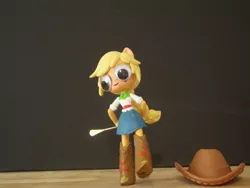 Size: 2000x1500 | Tagged: safe, derpibooru import, applejack, equestria girls, boots, clothes, cowboy hat, denim skirt, doll, equestria girls minis, eqventures of the minis, googly eyes, hat, skirt, stetson, toy