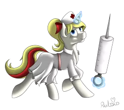 Size: 3629x3240 | Tagged: artist:rulsis, derpibooru import, giant syringe, nurse, oc, safe, solo, syringe, unofficial characters only