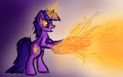 Size: 2000x1250 | Tagged: arcanist, artist:sandyfortune, derpibooru import, female, fire, magic, mare, oc, oc:frozen blaze, safe, solo, unofficial characters only