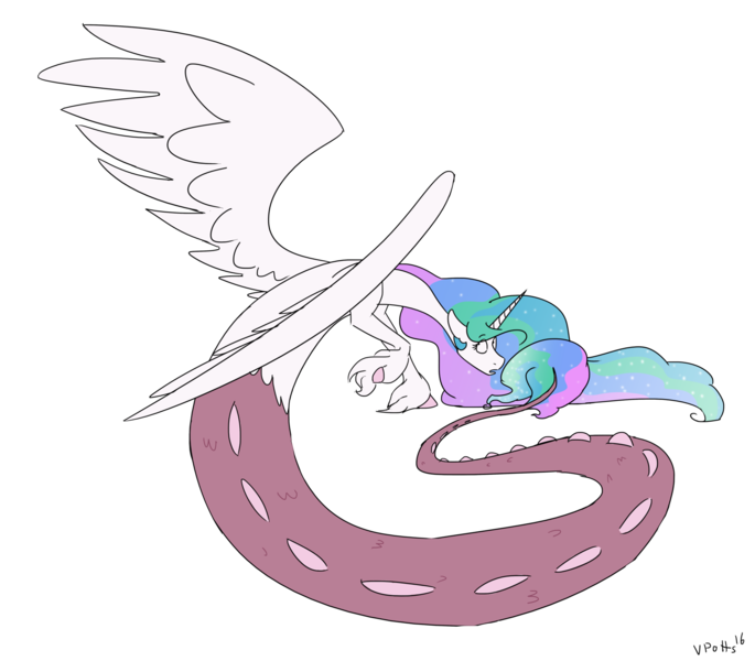 Size: 1600x1401 | Tagged: artist:torusthescribe, celestequus, derpibooru import, draconequified, draconequus, newbie artist training grounds, princess celestia, safe, species swap, transformation