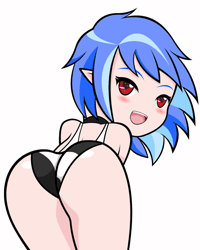 Size: 500x625 | Tagged: animated, artist:evov1, ass, derpibooru import, elf ears, female, gif, human, humanized, shaking, solo, solo female, stupid sexy vinyl, suggestive, vinyl ass, vinyl scratch, wrong eye color