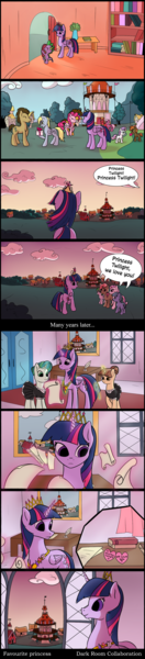 Size: 966x4390 | Tagged: safe, artist:darkcollaboration, artist:kaylemi, artist:taxar, artist:vernumis, derpibooru import, big macintosh, button mash, cheerilee, derpy hooves, doctor whooves, pinkie pie, spike, sweetie belle, time turner, twilight sparkle, twilight sparkle (alicorn), oc, alicorn, pony, big crown thingy, jewelry, ponyville, regalia, scroll