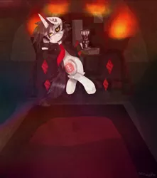 Size: 1150x1300 | Tagged: artist:artseewolfee, balor, demon, demon pony, derpibooru import, oc, oc:balor, safe, throne, throne slouch, unofficial characters only
