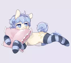 Size: 900x800 | Tagged: artist:lemonheart, clothes, commission, derpibooru import, oc, pillow, safe, socks, solo, striped socks, unofficial characters only