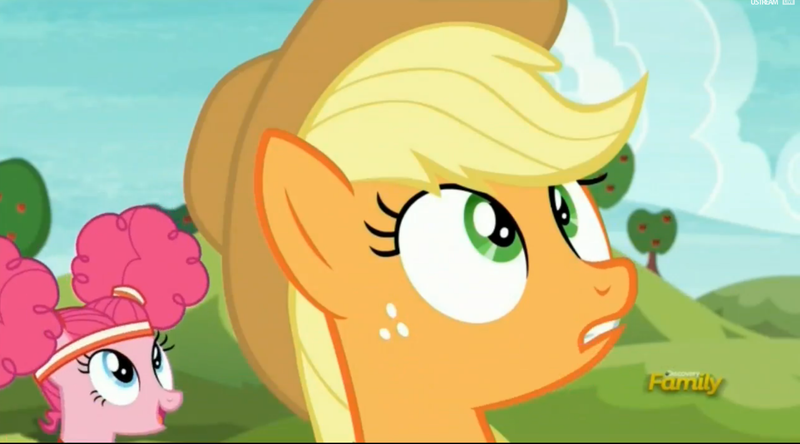 Size: 2551x1415 | Tagged: safe, derpibooru import, screencap, applejack, pinkie pie, pony, buckball season, pinktails pie