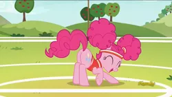 Size: 1920x1080 | Tagged: safe, derpibooru import, screencap, pinkie pie, earth pony, pony, buckball season, clothes, discovery family logo, eyes closed, face down ass up, female, mare, pinktails pie, plot, solo