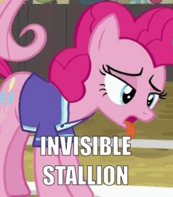 Size: 251x285 | Tagged: suggestive, derpibooru import, edit, edited screencap, screencap, fluttershy, pinkie pie, earth pony, pony, buckball season, animated, caption, female, gif, implied sex, innuendo, invisible stallion, mare, out of context, tongue out