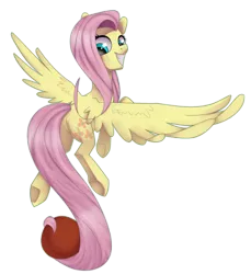 Size: 1588x1730 | Tagged: artist:chibadeer, buckball season, cute, derpibooru import, fluttershy, flying, grin, looking back, prehensile tail, safe, shyabetes, simple background, smiling, solo, tail hold, transparent background