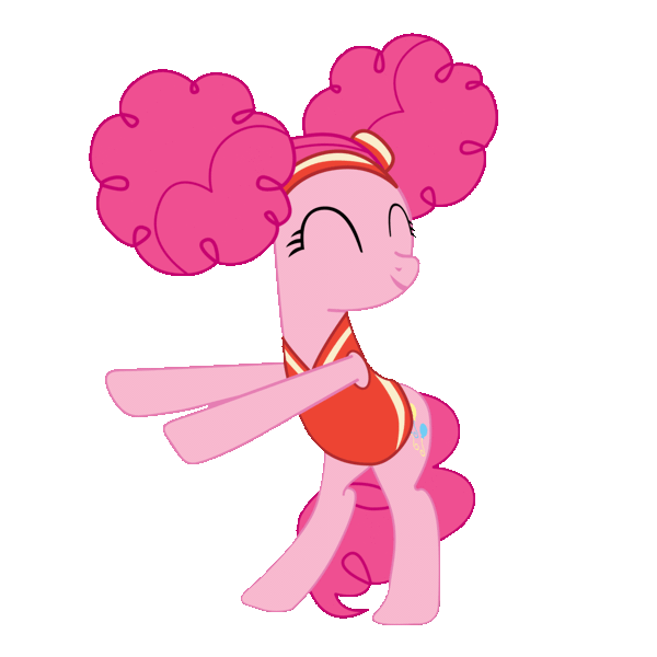 Size: 1156x1156 | Tagged: safe, artist:sonofaskywalker, derpibooru import, pinkie pie, pony, buckball season, alternate hairstyle, animated, bipedal, clothes, cute, dancing, diapinkes, eyes closed, female, gif, pinktails pie, simple background, solo, transparent background