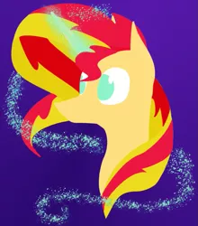 Size: 657x747 | Tagged: safe, artist:pony-from-everfree, derpibooru import, sunset shimmer, pony, bust, digital art, lineless, magic, portrait, solo, sparkles