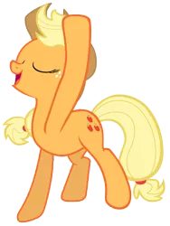 Size: 7000x9300 | Tagged: safe, artist:tardifice, derpibooru import, applejack, earth pony, pony, rarity takes manehattan, absurd resolution, applejack's hat, cowboy hat, eyes closed, female, freckles, hair flip (action), hat, mare, open mouth, ponytail, raised hoof, simple background, smiling, solo, stupid sexy applejack, talking, tied tail, transparent background, vector