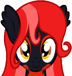 Size: 929x981 | Tagged: safe, artist:badumsquish, derpibooru import, oc, oc:mave, unofficial characters only, alp-luachra, original species, animated, blinking, cute, face, female, front view, gif, head tilt, looking at you, red and black oc, simple background, solo, transparent background, weapons-grade cute