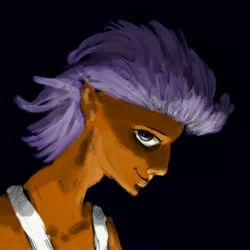 Size: 5000x5000 | Tagged: absurd resolution, artist:billyggruff, derpibooru import, human, humanized, inspired by a song, nightmare fuel, purple hair, safe, simple background, stare, tender taps, wifebeater