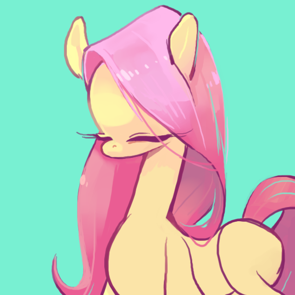 Size: 600x600 | Tagged: safe, artist:ziznine69, derpibooru import, fluttershy, pony, eyes closed, simple background, solo