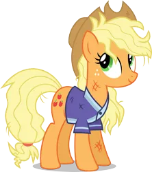 Size: 3586x4047 | Tagged: applejack, artist:anhel032015, buckball season, clothes, derpibooru import, jersey, m, messy mane, safe, shirt, simple background, solo, transparent background, vector