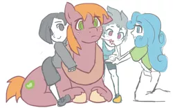 Size: 1280x801 | Tagged: safe, artist:moronsonofboron, derpibooru import, big macintosh, fleetfoot, marble pie, tealove, human, pony, big macintosh gets all the ladies, big macintosh gets all the mares, humanized, sugarcube