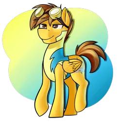 Size: 2800x2900 | Tagged: safe, artist:rubywave32, derpibooru import, oc, oc:compylight, unofficial characters only, pegasus, pony, goggles, solo, wonderbolt trainee uniform