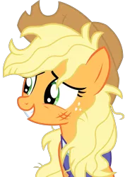 Size: 2306x3125 | Tagged: applejack, artist:sketchmcreations, buckball season, clothes, derpibooru import, jersey, loose hair, messy mane, safe, simple background, smiling, transparent background, vector