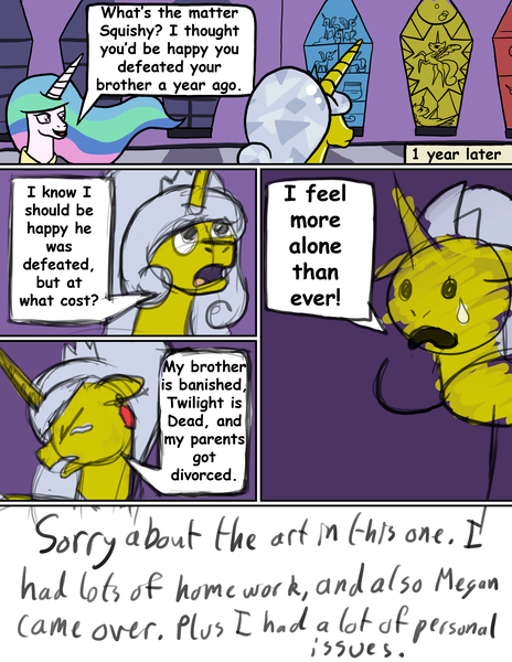 Size: 2550x3300 | Tagged: angst, artist:spacepig22, artist:squishy-and-squashy, artist:t-3000, comic, crying, derpibooru import, low quality, meta, oc, oc:squishy, princess celestia, safe, time skip