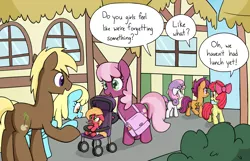 Size: 2800x1800 | Tagged: age regression, apple bloom, artist:skitter, big macintosh, cheerilee, coco crusoe, cute, cutie mark crusaders, derpibooru import, diaper, diaper bag, little mac (punch out), macabetes, macareina, pacifier, rule 63, rule63betes, sassaflash, scootaloo, stroller, suggestive, sweetie belle