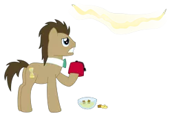 Size: 4988x3322 | Tagged: safe, artist:sketchmcreations, derpibooru import, doctor whooves, time turner, pony, bowtie, crack, doctor who, fez, fish fingers and custard, food, hat, inkscape, male, simple background, stallion, transparent background, vector