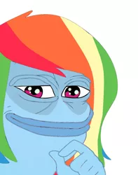 Size: 500x635 | Tagged: artist:fillylover, derpibooru import, hand, image macro, looking at you, meme, pepe the frog, rainbow dash, safe, solo