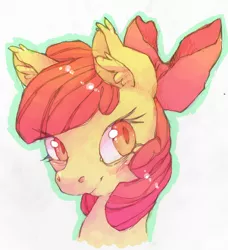 Size: 500x549 | Tagged: apple bloom, artist:lonelycross, derpibooru import, explicit source, safe, simple background, smiling, solo, white background