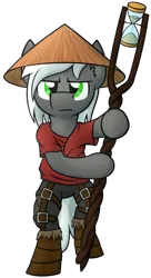 Size: 400x734 | Tagged: safe, artist:moemneop, derpibooru import, oc, unofficial characters only, pony, bipedal, clothes, conical hat, hat, hourglass, solo, staff