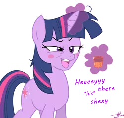 Size: 1160x1103 | Tagged: alcohol, artist:thex-plotion, derpibooru import, drunk, drunk twilight, edit, editor:slb94, flirting, go home you're drunk, safe, slurred speech, solo, twilight sparkle