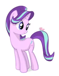 Size: 400x517 | Tagged: safe, artist:paking pie, derpibooru import, starlight glimmer, butterfly, happy, looking back, simple background, solo, white background