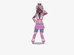 Size: 800x600 | Tagged: safe, artist:icey-wicey-1517, derpibooru import, diamond tiara, human, belt, boots, clothes, cute, dark skin, ear piercing, earring, female, frilly socks, gloves, hand on hip, humanized, jewelry, kisekae, necklace, piercing, shorts, simple background, skirt, socks, solo, stockings, striped socks, tiara, white background