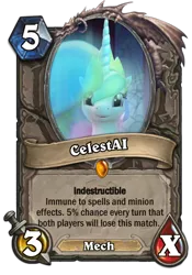 Size: 400x573 | Tagged: artificial intelligence, card, derpibooru import, fanfic:friendship is optimal, hearthstone, mecha, meta, nightmare fuel, oc, oc:celestai, princess celestia, safe, unofficial characters only, warcraft