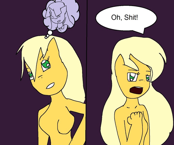 Size: 1205x1004 | Tagged: 1000 hours in ms paint, anthro, applejack, artist:my little brony friend, breasts, comic:the marvelous futajack, derpibooru import, female, ms paint, questionable, twilight sparkle, vulgar