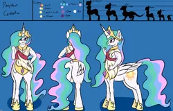 Size: 2500x1600 | Tagged: anthro, anthro centaur, artist:novaspark, centaur, clothes, derpibooru import, muscles, pegataur, ponytaur, princess celestia, reference sheet, safe, solo, taur