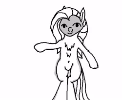 Size: 500x410 | Tagged: safe, artist:mspaintjoe, derpibooru import, pinkie pie, pony, 1000 hours in ms paint, belly button, bipedal, le lenny face, looking at you, monochrome, ms paint, solo, standing