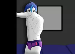 Size: 1600x1163 | Tagged: suggestive, artist:supermaxx92, derpibooru import, shining armor, equestria girls, alumnus shining armor, bare chest, clothes, male, sexy, solo, solo male, speedo, topless, underwear