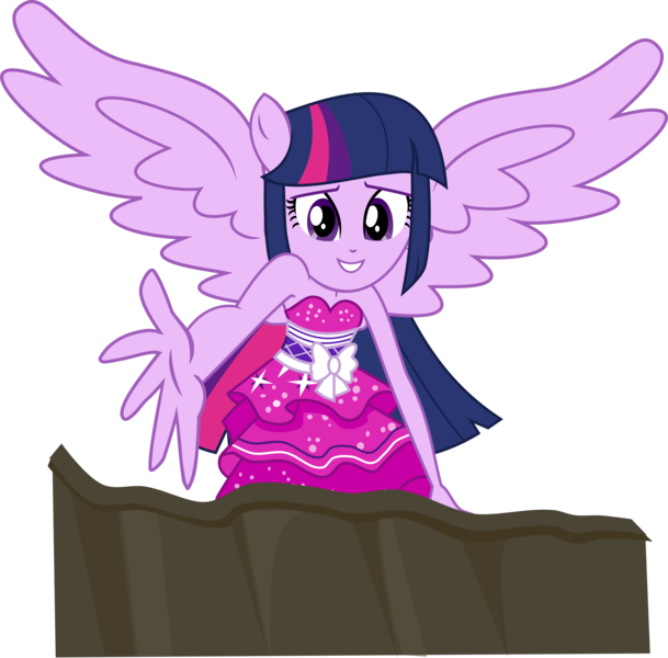 Size: 5545x5460 | Tagged: safe, artist:anhel032015, derpibooru import, twilight sparkle, twilight sparkle (alicorn), equestria girls, absurd resolution, bare shoulders, clothes, cute, dress, fall formal outfits, pit, ponied up, simple background, sleeveless, smiling, sparkles, strapless, take my hand, transparent background, twiabetes, twilight ball dress, vector, wings