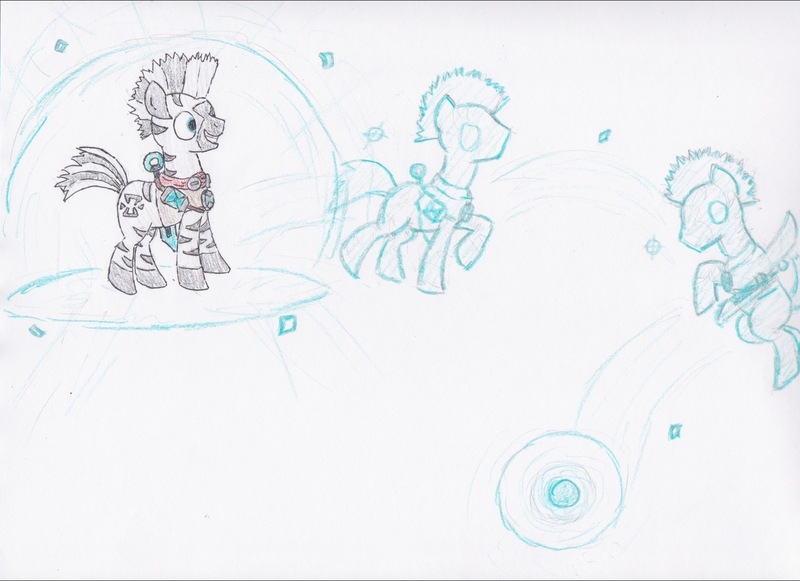 Size: 1743x1265 | Tagged: artist:egg_roll, derpibooru import, ekko, league of legends, ponified, safe, solo, traditional art