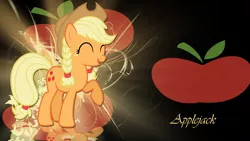 Size: 1920x1080 | Tagged: applejack, artist:jennieoo, artist:leonbrony, cutie mark, derpibooru import, pigtails, raised hoof, safe, vector, wallpaper