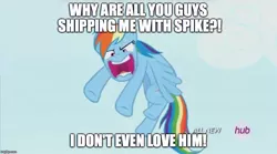 Size: 898x500 | Tagged: angry, derpibooru import, edit, edited screencap, flying, image macro, implied rainbowspike, meme, mouthpiece, raging dash, rainbow dash, safe, screencap, solo