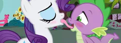 Size: 1280x460 | Tagged: suggestive, artist:dubstepina, derpibooru import, rarity, spike, foalcon, french kiss, kissing, male, shipping, sparity, straight, straight shota, tongue out, tongue play, tongue sucking