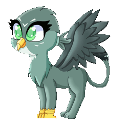 Size: 1300x1300 | Tagged: safe, artist:polishcrossoverfan, derpibooru import, gabby, gryphon, the fault in our cutie marks, animated, blinking, cute, gif, ponytail, solo