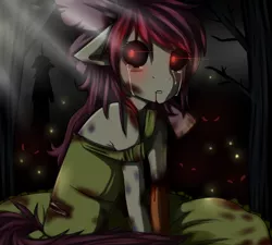 Size: 1000x900 | Tagged: anthro, apple bloom, artist:thekattyart, bad end, blanked apple bloom, clothes, dead source, derpibooru import, dress, hanging, hanging (by neck), semi-grimdark, solo, story of the blanks, suicide