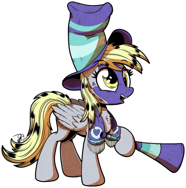 Size: 4185x4224 | Tagged: safe, artist:gray--day, derpibooru import, derpy hooves, pegasus, pony, buckball season, absurd resolution, clothes, cute, face paint, female, hat, hoof hold, mare, open mouth, scarf, solo, top hat