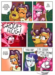 Size: 1024x1408 | Tagged: safe, artist:ringteam, derpibooru import, coriander cumin, pinkie pie, rarity, saffron masala, earth pony, pony, unicorn, spice up your life, comic, dialogue, female, male, mare, open mouth, speech bubble, stallion, superman, the tasty treat