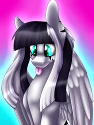 Size: 1500x2000 | Tagged: safe, artist:immagoddampony, derpibooru import, oc, oc:laura the zony, unofficial characters only, pegasus, pony, silly, silly face, silly pony, solo, tongue out