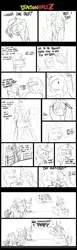Size: 1237x4032 | Tagged: safe, artist:shoutingisfun, derpibooru import, derpy hooves, queen chrysalis, shining armor, oc, oc:anon, human, pegasus, pony, unicorn, alternate ending, bait and switch, clothes, comic, costume, dialogue, dork, dorkalis, dungeons and dragons, female, friday night, good end, hat, innuendo, looking at each other, male, mare, mobile phone, monochrome, open mouth, phone, smiling, speech bubble, stallion, sweat, unf, wizard hat