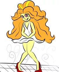 Size: 1002x1234 | Tagged: adagio dazzle, artist needed, clothes, derpibooru import, dress, high heels, legs, marilyn monroe, safe, shoes, skirt, skirt lift, solo, the seven year itch