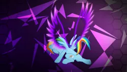 Size: 1191x670 | Tagged: safe, artist:davidfg4, artist:spntax, derpibooru import, rainbow dash, pony, female, mare, pose, solo, spread wings, vector, wallpaper, wings